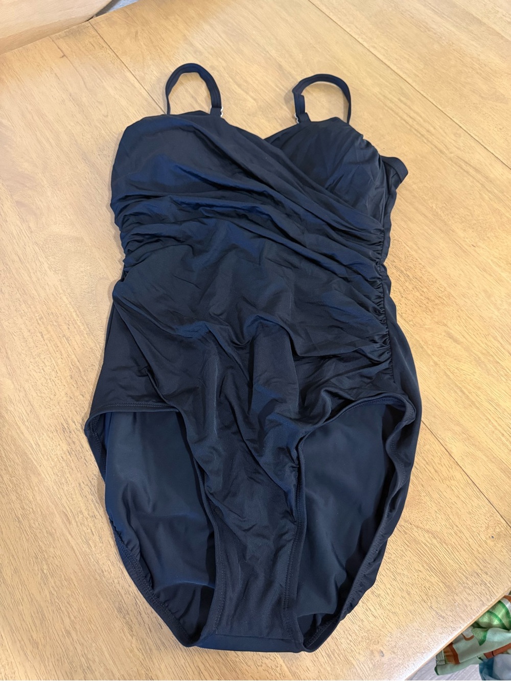 Jantzen Classics 12 Black One Piece Swimsuit Wrap Ruched Front